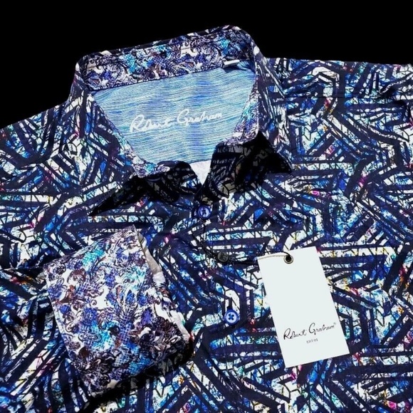Robert Graham Geometric Paisley Mens Large Multicolor Classic Fit Sport Shirt - Picture 1 of 11